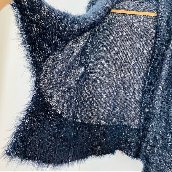 EXPRESS Black White Eyelash Open Front Cardigan XS - Picture 4 of 9